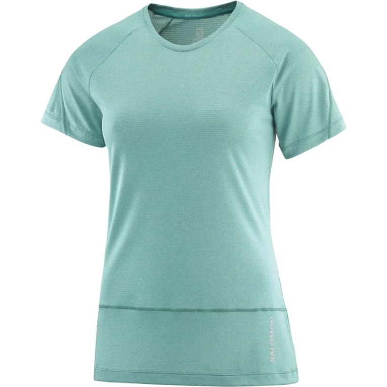 Turquoise Salomon Cross Run Short Sleeve Women's T-Shirts | PH 58206N